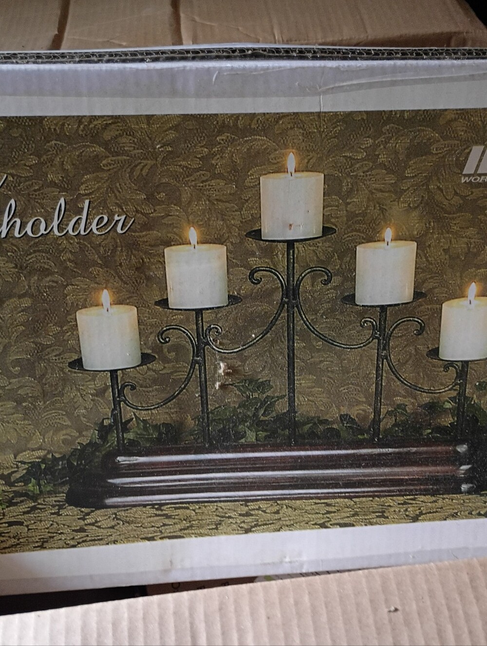 Iron Scrollwork Candle Holder Centerpiece in Black